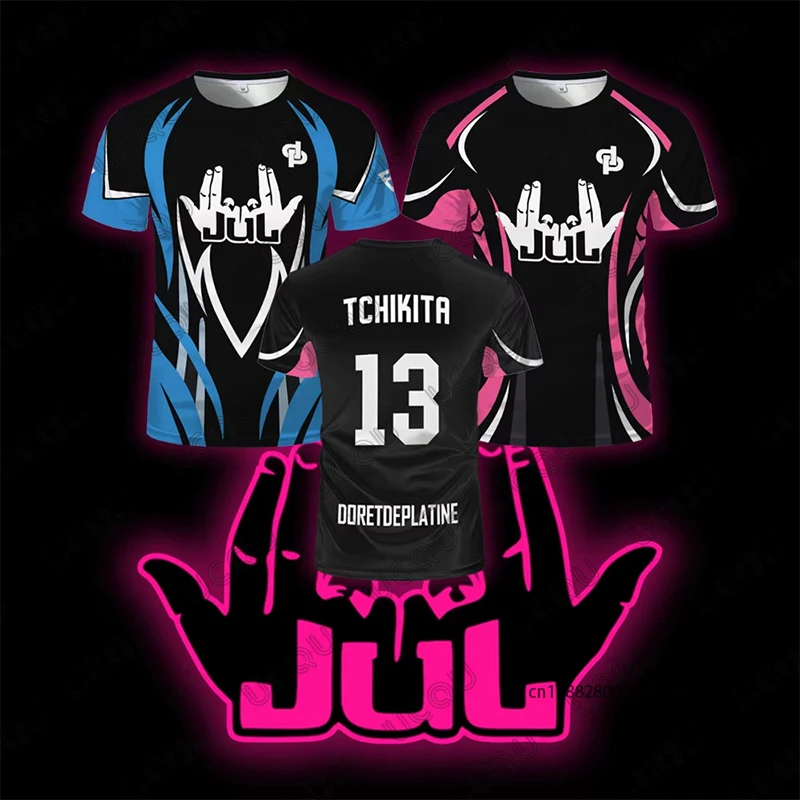 

Summer New Pink JUL Football Jerseys Men's T-shirts Short Sleeve O-neck Tees Casual Sports Breathable Oversized Kids/Adult Tops
