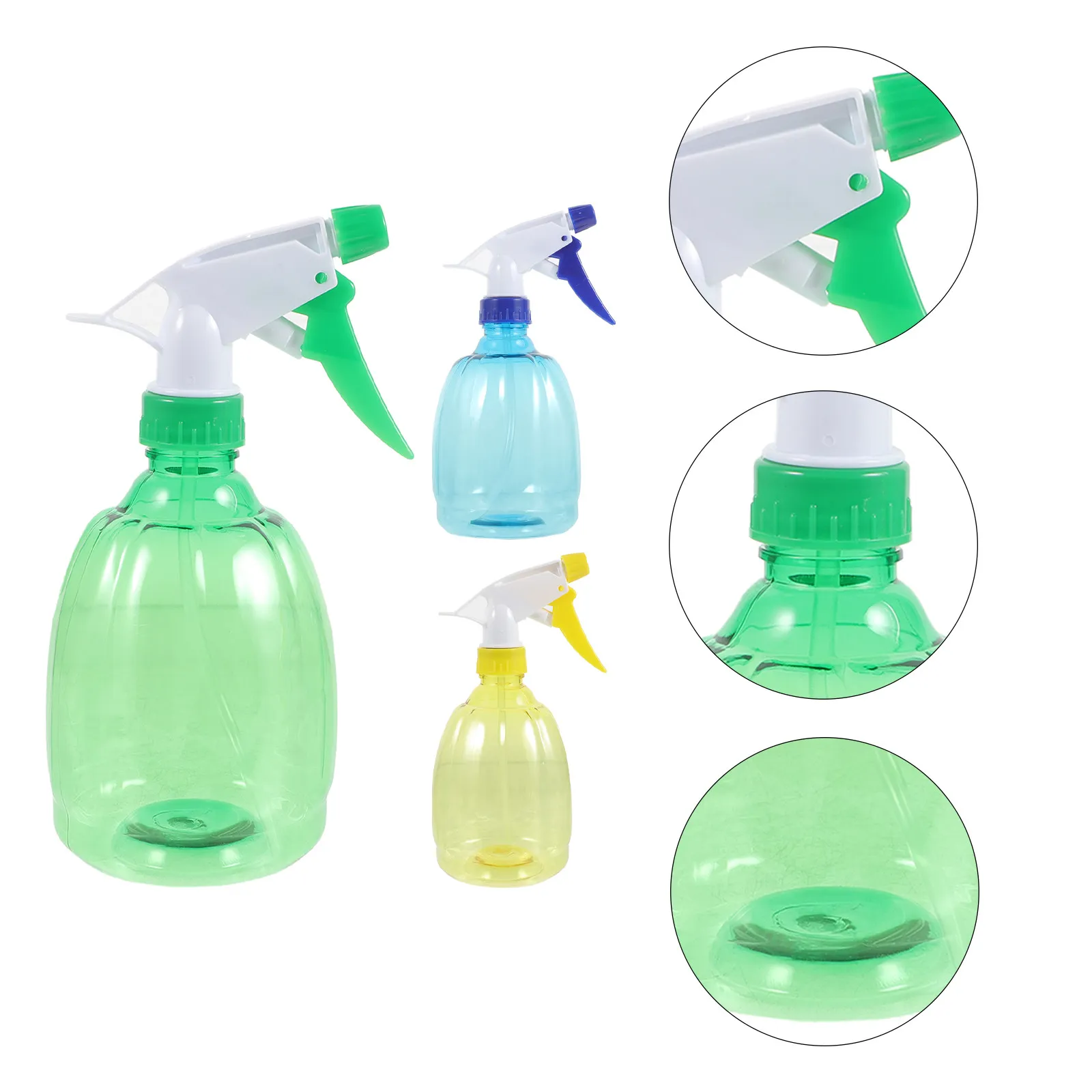 3Pcs Candy Color Plastic Watering Spray Bottle Set Hand-Pressed Adjustable Nozzle for Garden Kitchen Bathroom Home Use
