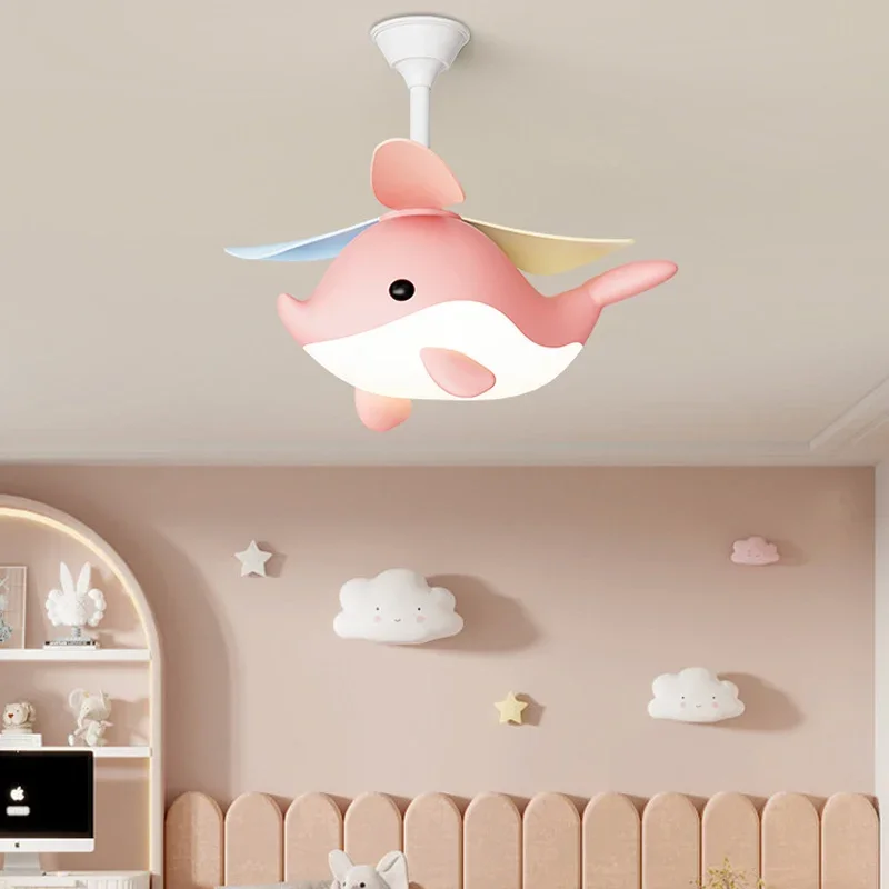 Creative Cartoon Airplane LED Ceiling Chandelier Lamp Fan with Remote Control for Children Bedroom Room Home Decor Light 2026