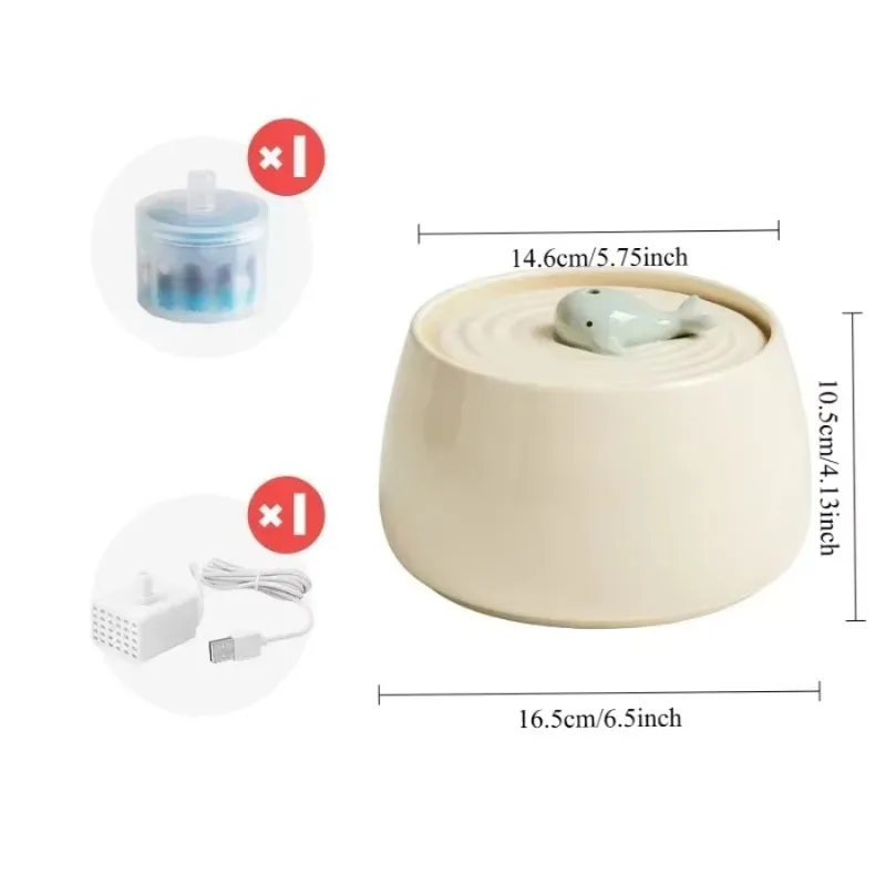 Fuente de agua  cerámica para gatos, comederos  agua para mascotas, filtración de circulación automática, dispensador  agu