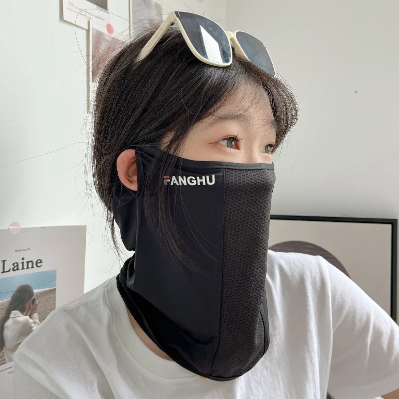 Summer UV Protection Sunscreen Mask Face Scarf Cycling Sunscreen Ice Silk Mask Face Cover Neck Wrap Cover Breathe Traceless Thin