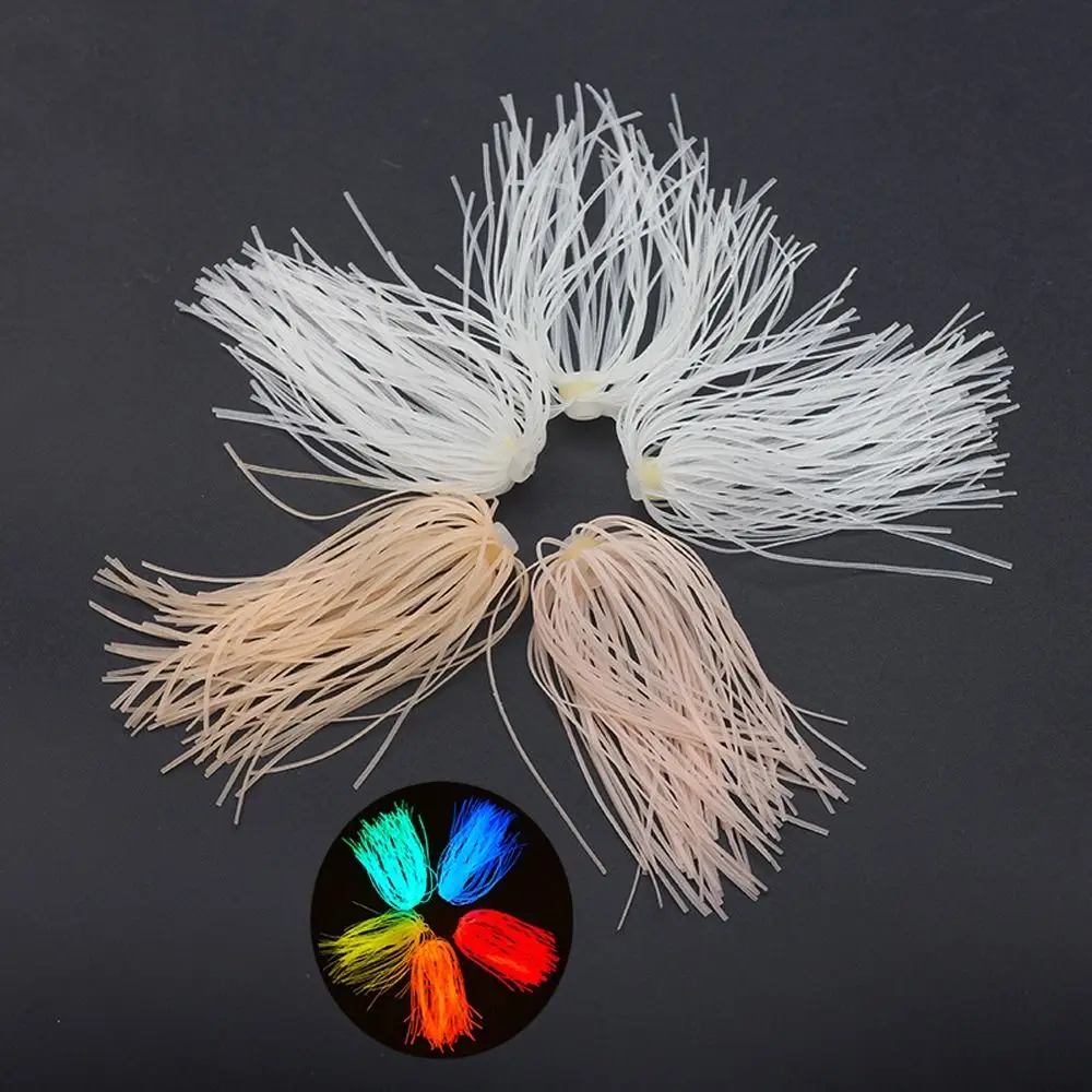 Luminous Fishing Umbrella Skirts Glowing 88 Strands Lure Silicone Skirts Replacement 65mm Silicone Jig Skirts Buzzbaits