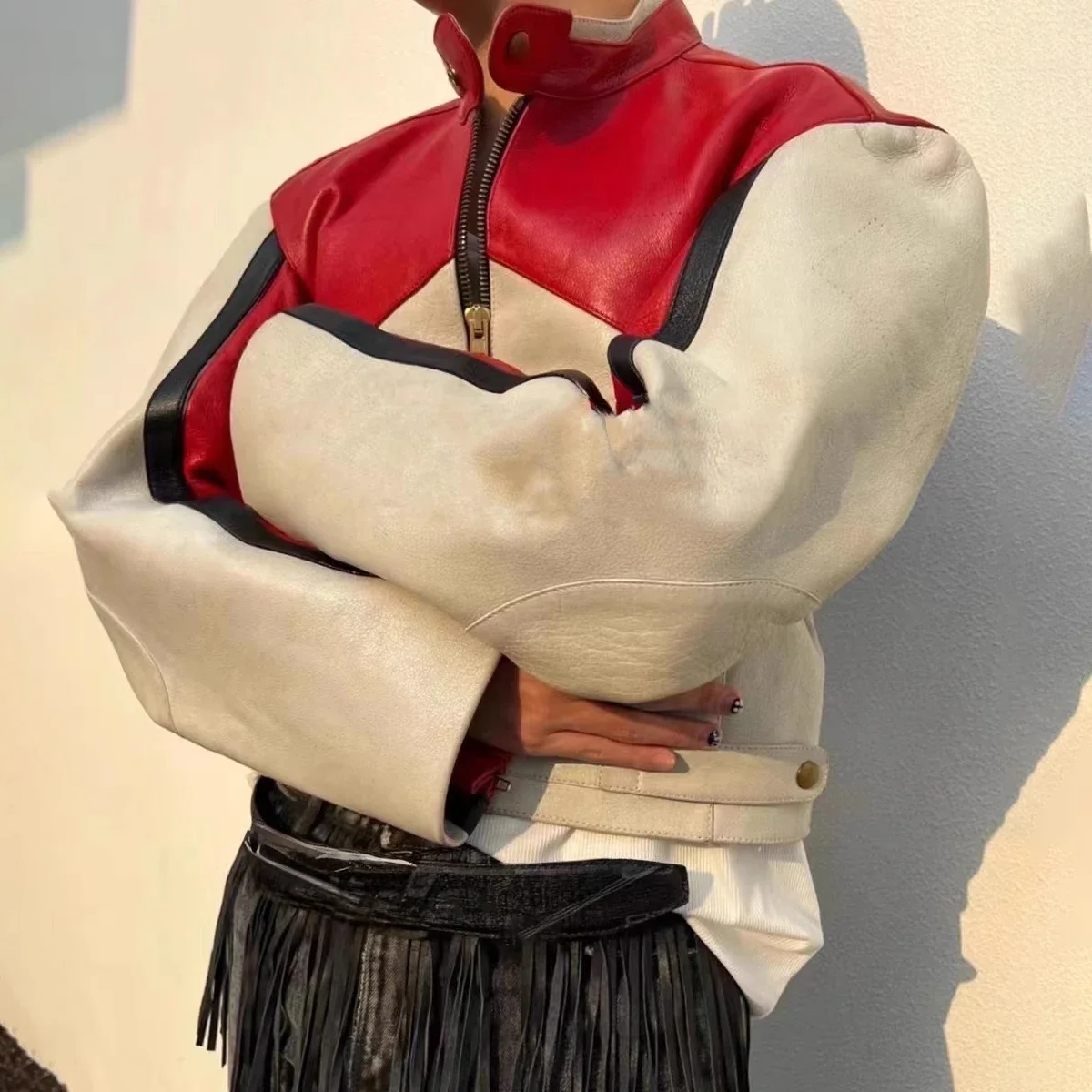 

NIGO MR Men's Autumn And Winter Fashion Handsome Biker Cowhide Leather Jacket High Street Trend Jacket #NGTOP11358