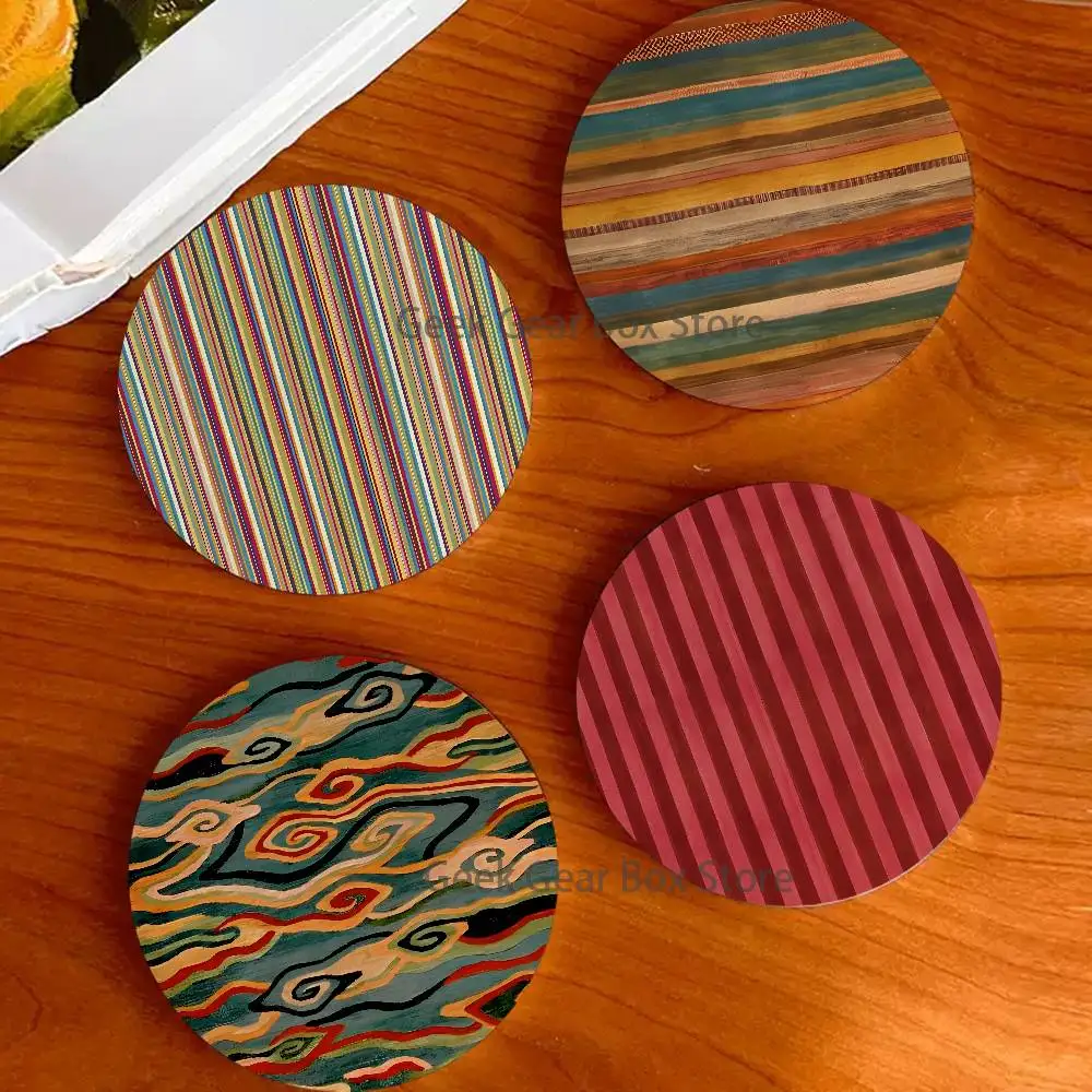 

Stripe art Coaster Wooden Drink Tray Suitable for Restaurants and Coffee Shops Easy To Wash and Clean