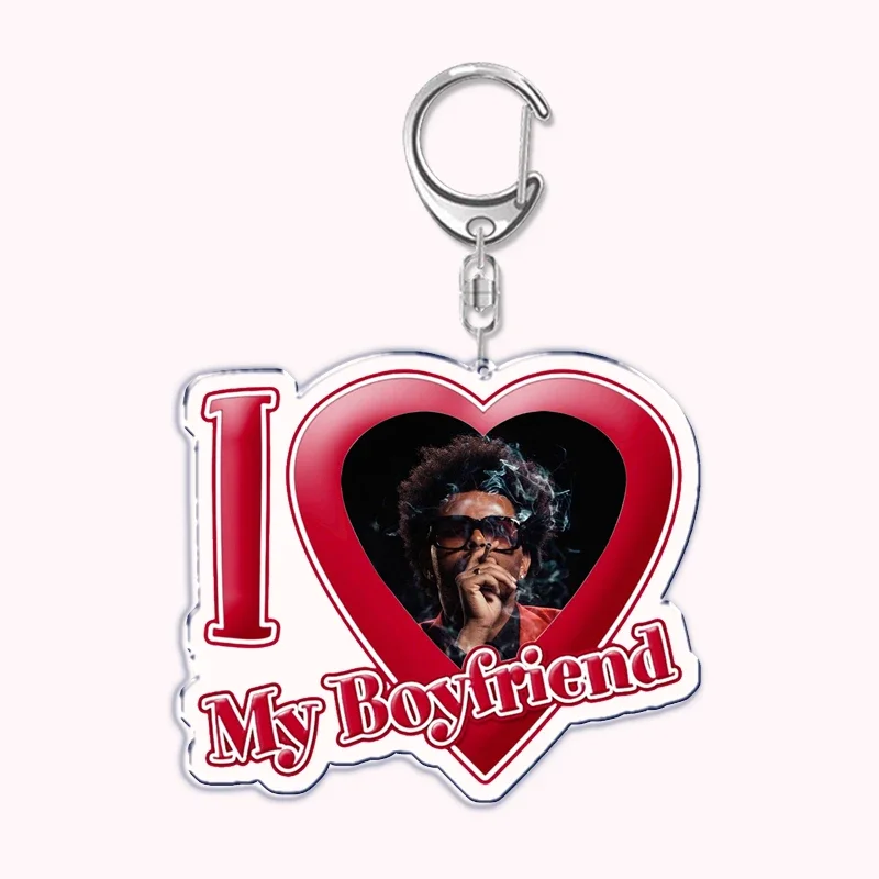 The Weeknd Singer Starboy I Love My Boyfriend Keychain for Women Accessories Key Chain Ring Keychains Custom Jewelry Fans Gifts