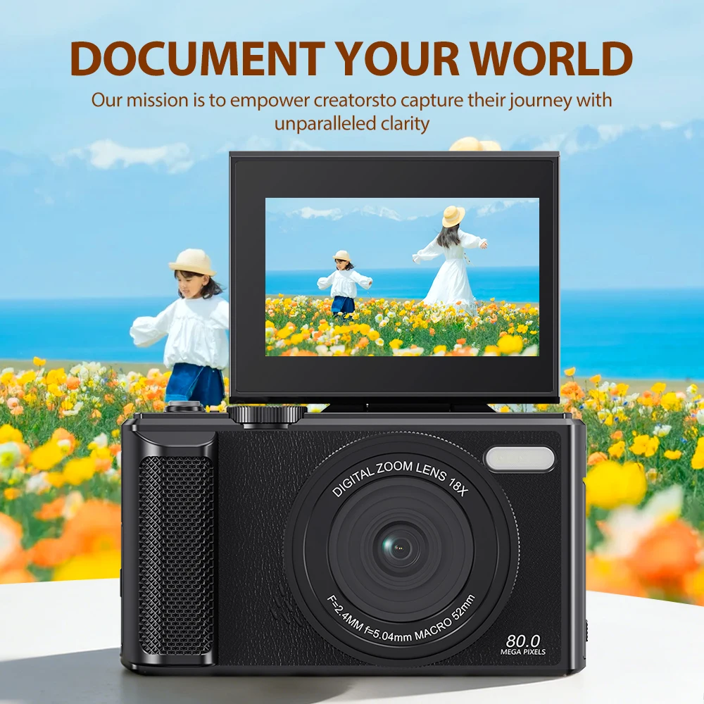 

Камера Komery 5K Ultra HD с 18-кратным цифровым зумом, максимальным разрешением 75 МП, автофокусом, 3,0-дюймовым HD-экраном, управлением через Wi-Fi и приложение, совместимость с веб-камерами