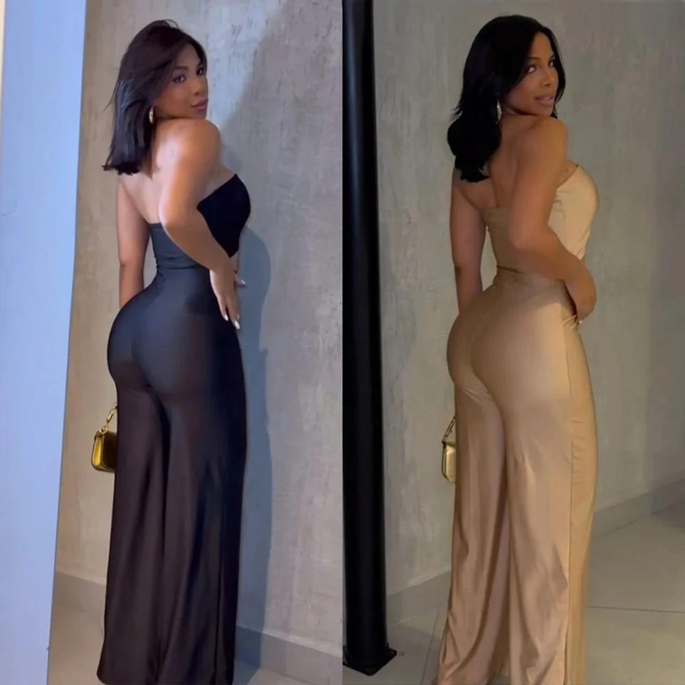 Glam Tuta da donna Sexy con spalle scoperte Cut-Out in metallo Abiti interi senza spalline Night Out Pagliaccetti Tuta da club femminile 2025 Nuovo