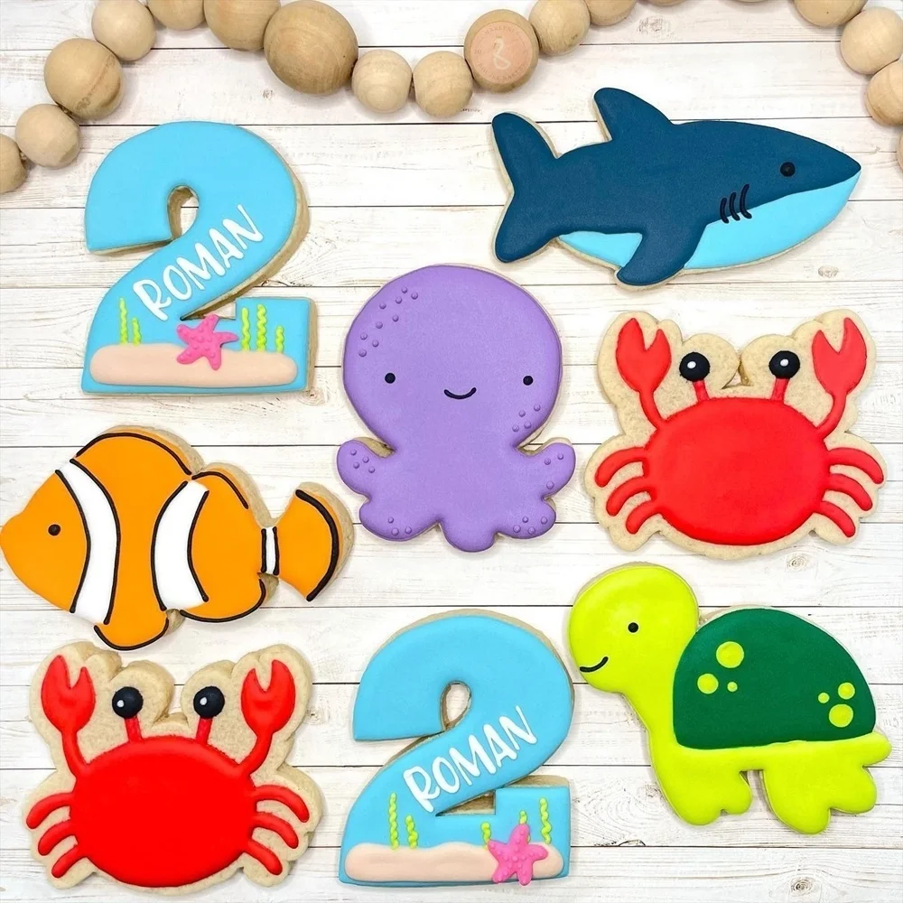 1pcs Under The Sea Animal Cookie Molds Shark Starfish Crab Biscuit Bread Cutter Kids Mermaid Birthday Party Baking Tools Supply