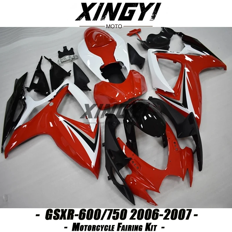 High Quaility ABS Motorcycle Plastics Fairing Kit Fit for Suzuki GSXR600 GSXR750 2006-2007 K6 Injection mold Bodywork Kit Red 06