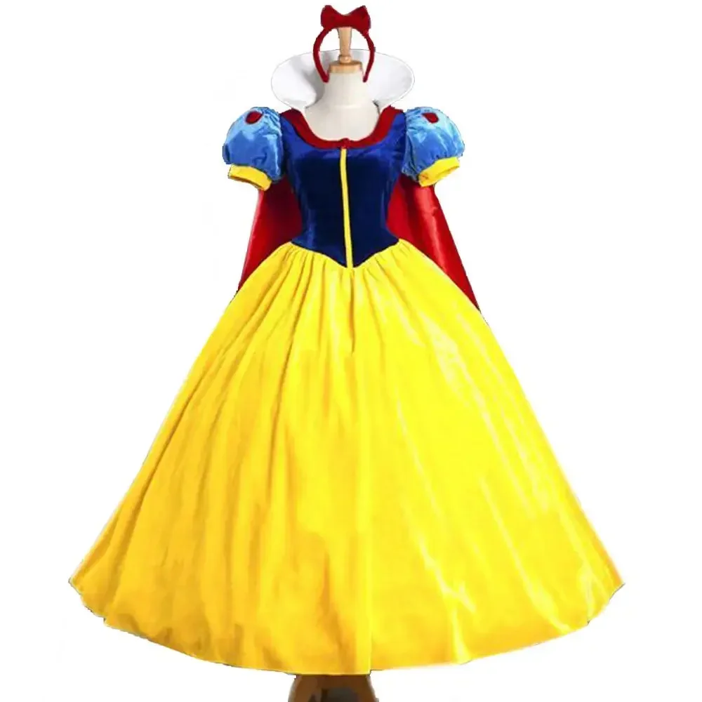 Feminino adulto halloween dos desenhos animados princesa branca de neve traje para venda princesa de neve branca com agitação