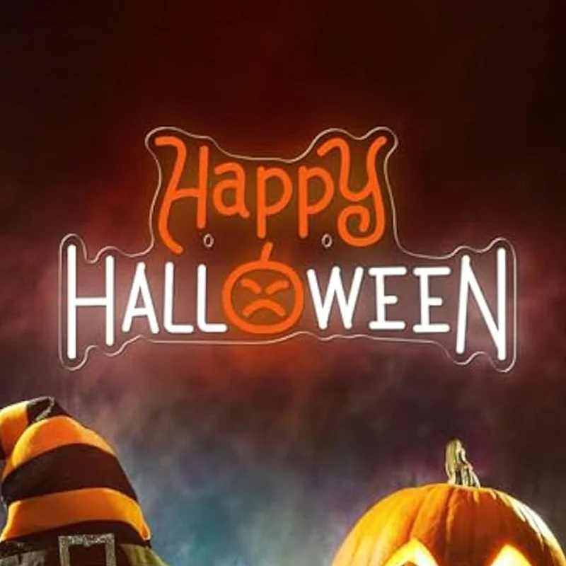 Halloween Pumpkin Neon Sign for Wall Decor Dimmable LED Light Up Sign Bedroom Home Bar Halloween Party Decor Backdrop