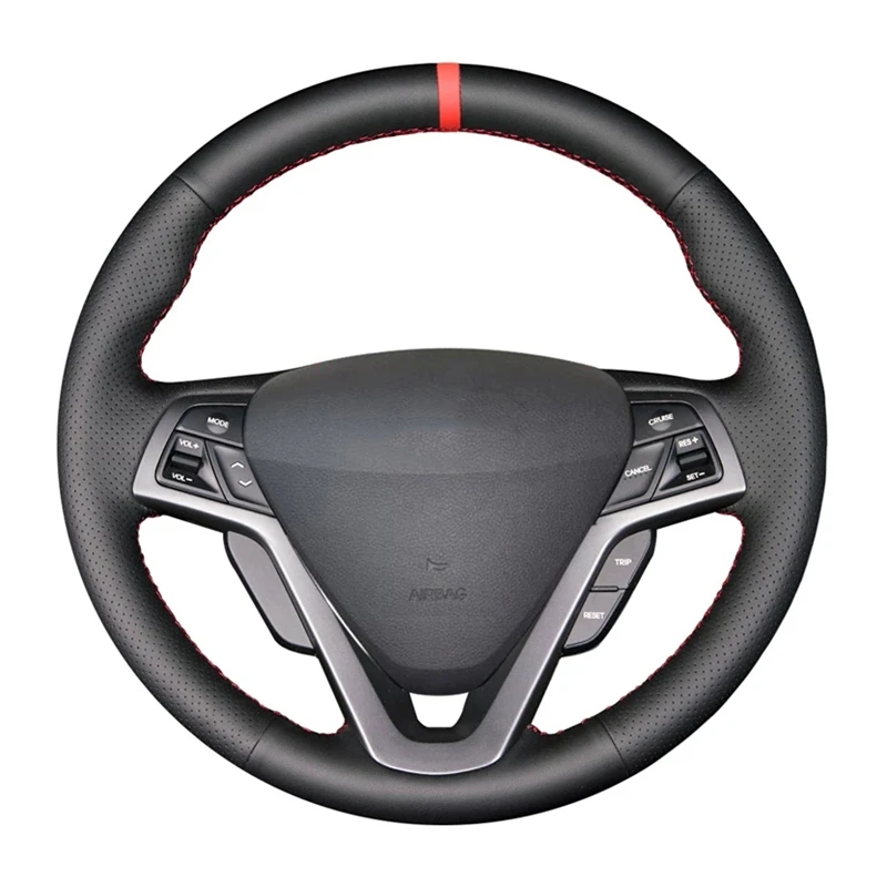 Ręczne szycie antypoślizgowego warkocza ze sztucznej skóry Pokrowiec na kierownicę samochodową do Hyundai Veloster 2011 2013 2012 2014 2015 2016 2017