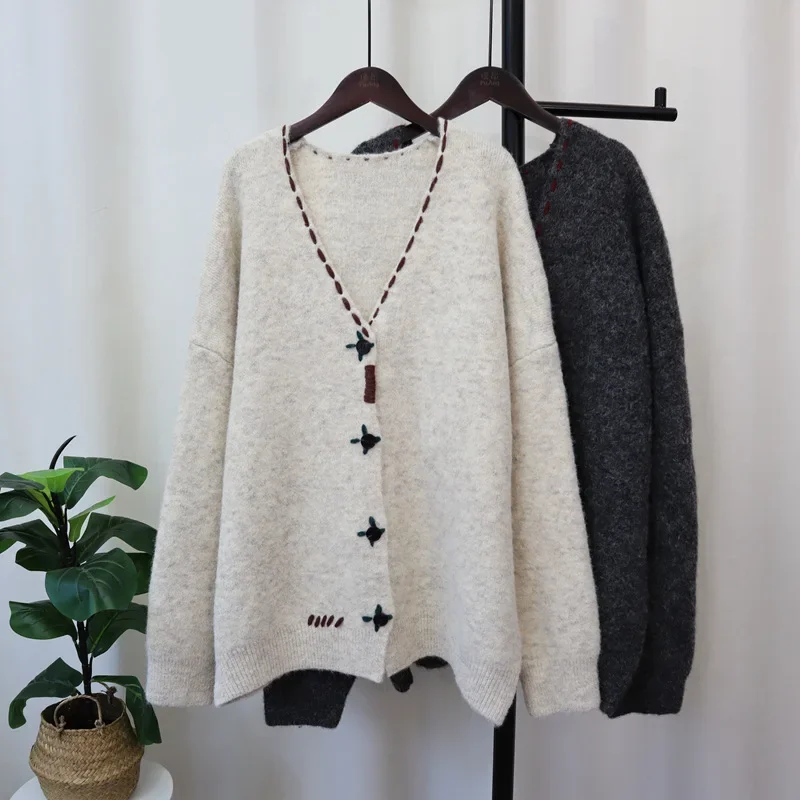 

2024 Women Cute Sweater Cardigan Kintted Button Loose Spring Autumn Vintage Winter Streetwear Y2k Jumper Coat Cardigans