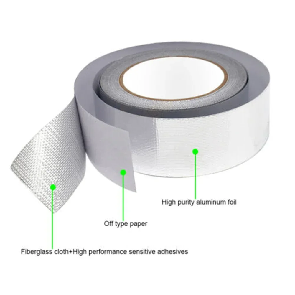 Motorcycle Exhaust Pipe Heat Insulation Tape Wrap Manifold Downpipe High Temperature Bandage Universal Silver Tape 20M*5cm