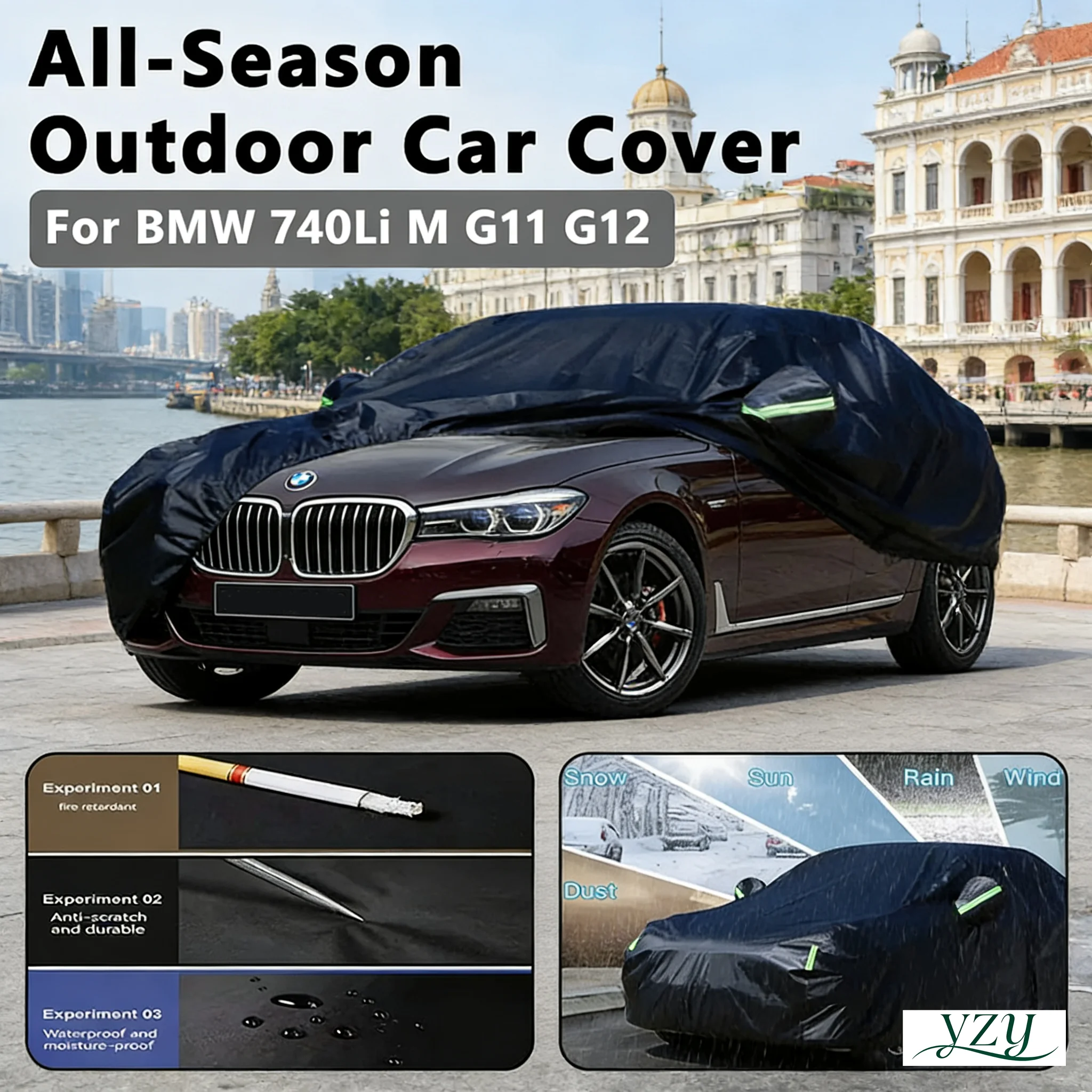 

For BMW 740Li M G11 G12 Outdoor Protection Full Car Covers Snow Cover Sunshade Waterproof Dustproof Exterior Car Accessories