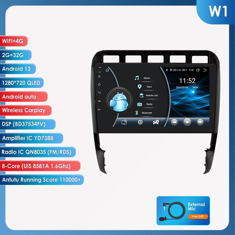 8G 128G CarPlay Android Auto autoradio voor Porsche Cayenne 1 9PA 2002 - 2010 GPS Intelligent Systems Stereo Multimedia autoradio