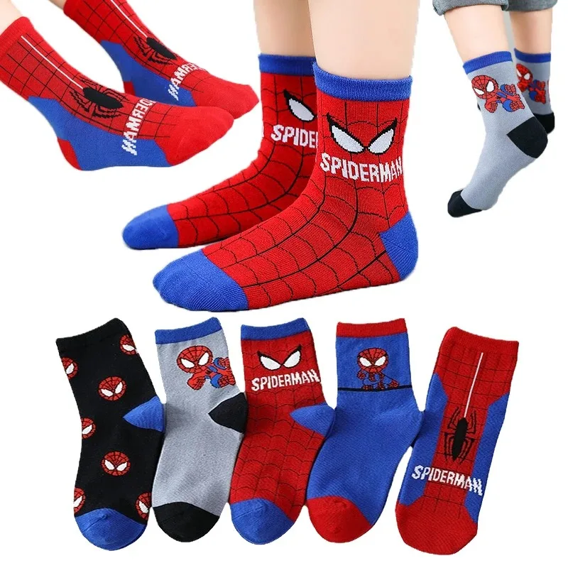 New Fashion Trend Disney Delicate Baby Socks Spidered Man Canvas Anime Hero Cotton Boys Tube Socks Children Autumn Winter Kids