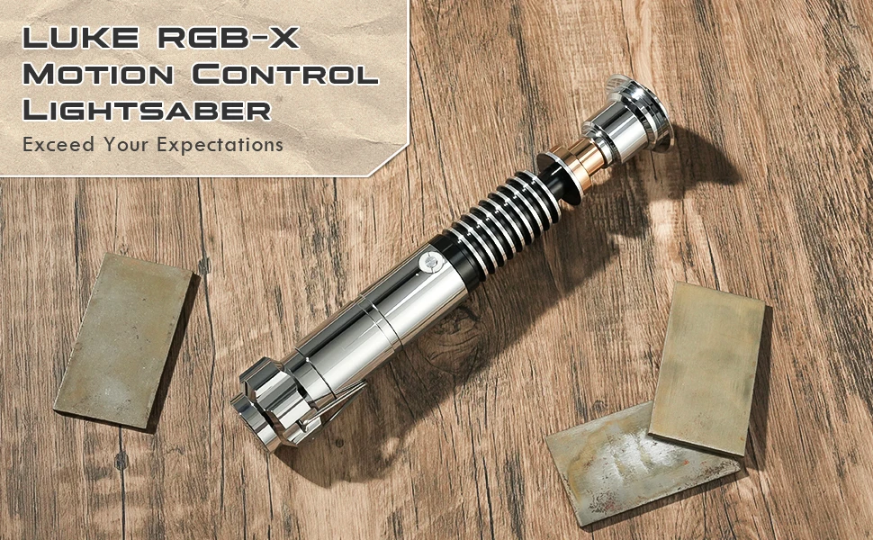 DAMIENSABER Luke Skywalker Replik Hochpräzises Lichtschwert 9 Soundeffekte Unendliche Farbwechsel RGB Basisbeleuchtete Version – Detail 2