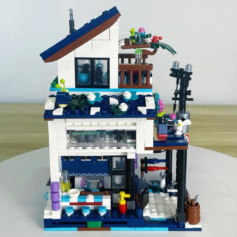 Street View Series 3 in 1 Beach House Building Blocks Creative Expert City Villa Model Brick Toys For Kid Xmas Gift MOC