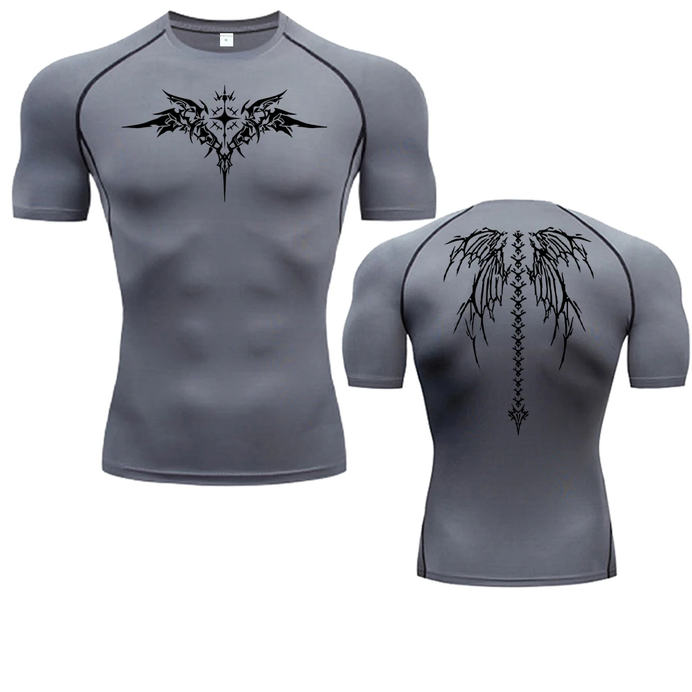 Anime Print Compression Shirt Mens Running T-Shirt Quick-Drying Fitness Sportswear Gym Sports Short Sleeve Breathable Tops image 5