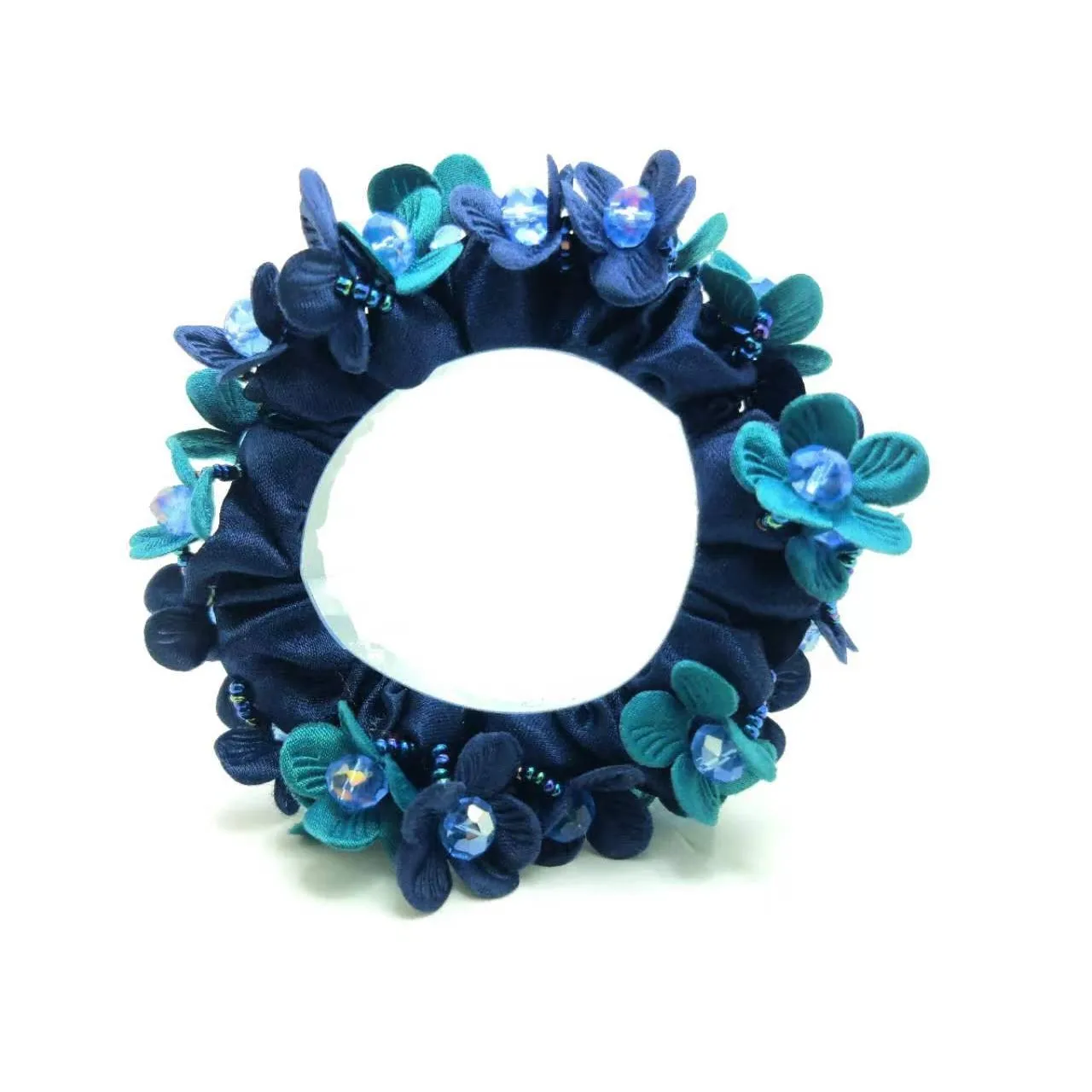 Elegant Large Flower Scrunchie Pearl Crystal Hair Ring Rubber Band Bun Fabric Elastique Scrunchie Korean Accessories 곱창밴드