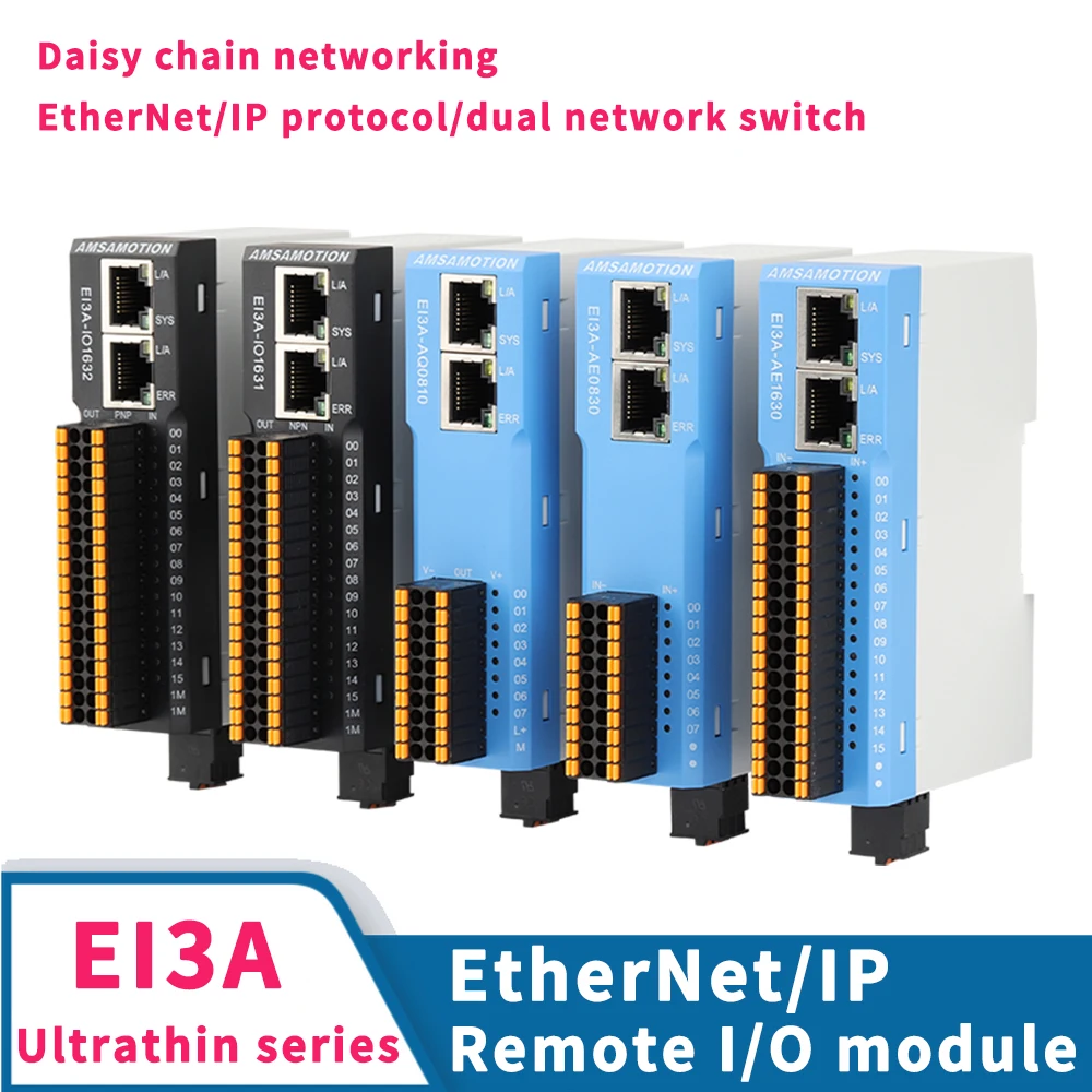 EtherNet/IP Remote Ethernet Bus IO Communication Dual RJ45 Port Analog Digital Input Output EI3A Signal Distributed Module