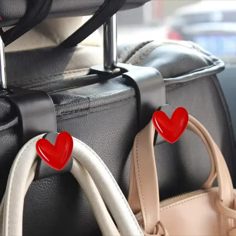 

2PCS Cute 3D Love Car Seat Headrest Hook - Universal Vehicle Storage Organizer for Handbags, Wallets, and Jackets
