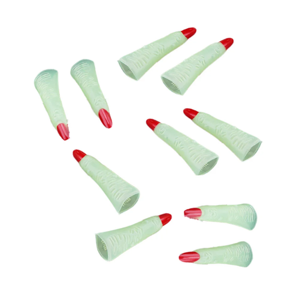 

10Pcs Glow-in-The-Dark Halloween Witch Fingers Fake Nails Spooky Scary Party Props Costume Accessories Witch Nails