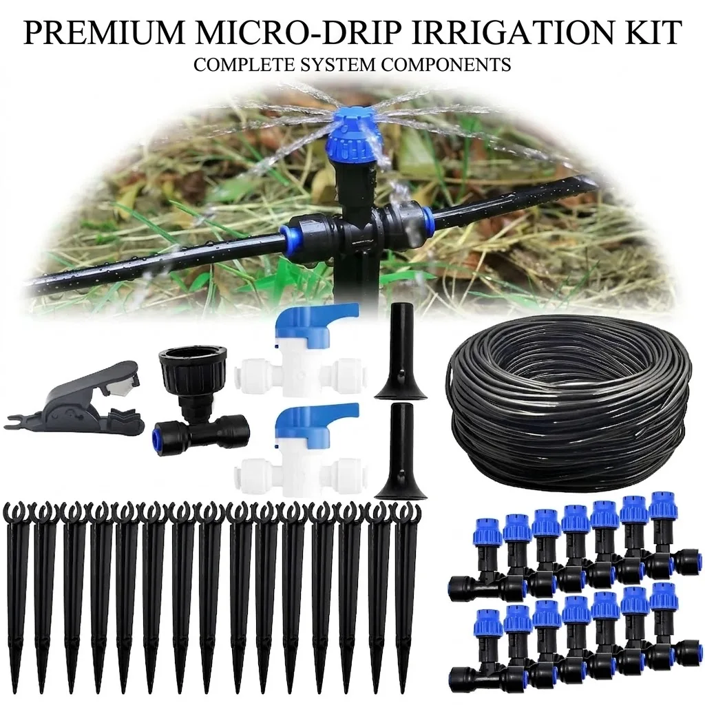 Automatic Irrigation System 10-30M with 1/4 Drip Irrigation Kit Quick Connect Garden Watering System for Raised Bed Watering