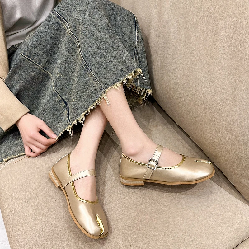 Women New Split Toe Flats Loafers Shallow Soft Leather Mules Casual Outdoor Walking Sneakers Mary Jane Shoes Zapatos Mujer