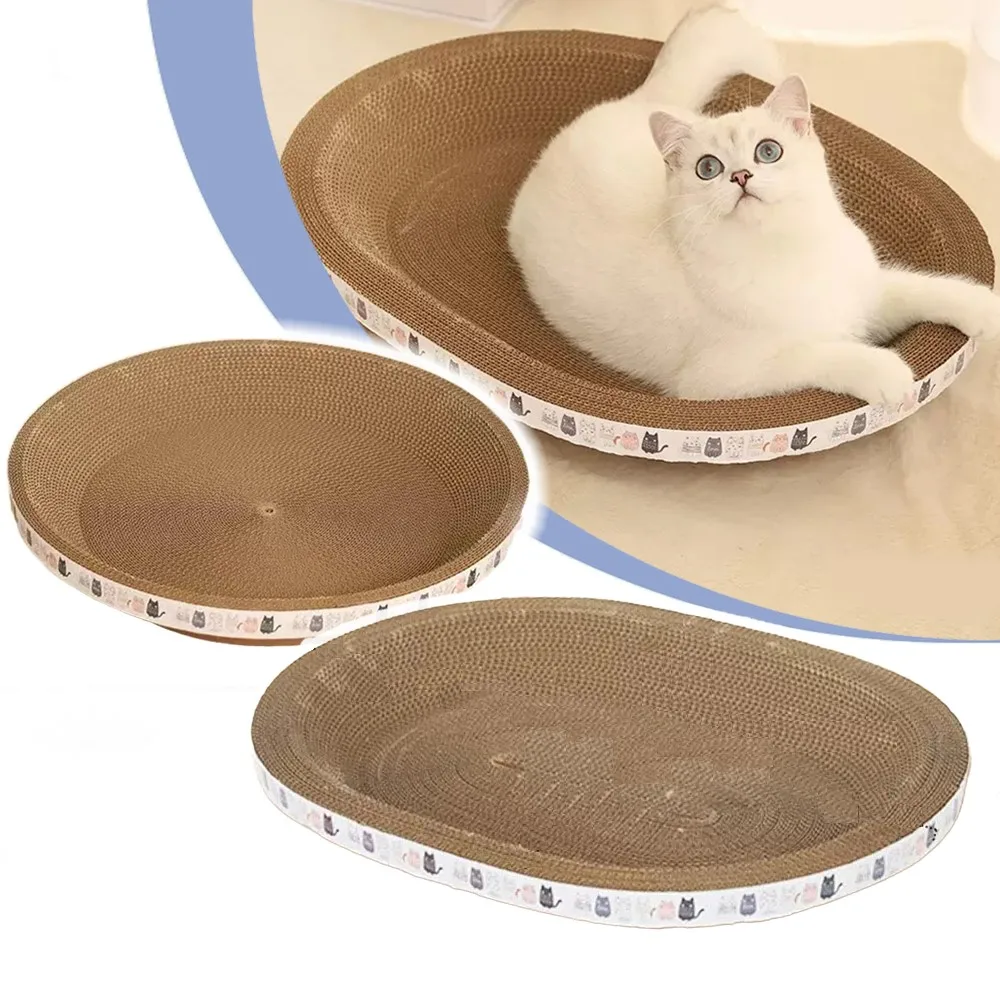 Corrugated Cat Scratcher Cat Scrapers Round Oval Grinding Claw Toys for Cats Wear-Resistant Cat Bed Nest Cat Accessories