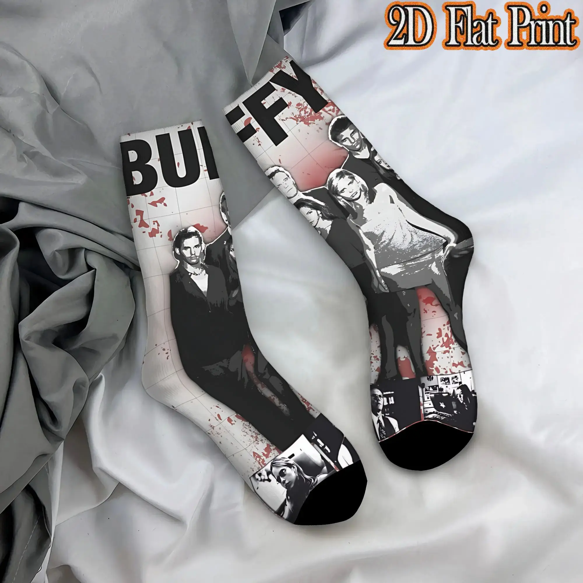 Vampire Slayer Buffy Harajuku Men's  Mid-calf Winter Socks Unisex Suitable Crew Sock Cycling Socks