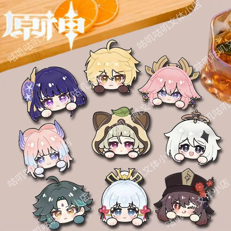 9PCS Anime Genshin Impact Hu Tao Aether Xiao Paimon Cosplay Anime Brooches Bag Lapel Pin Badges on Backpack Decorative Gift