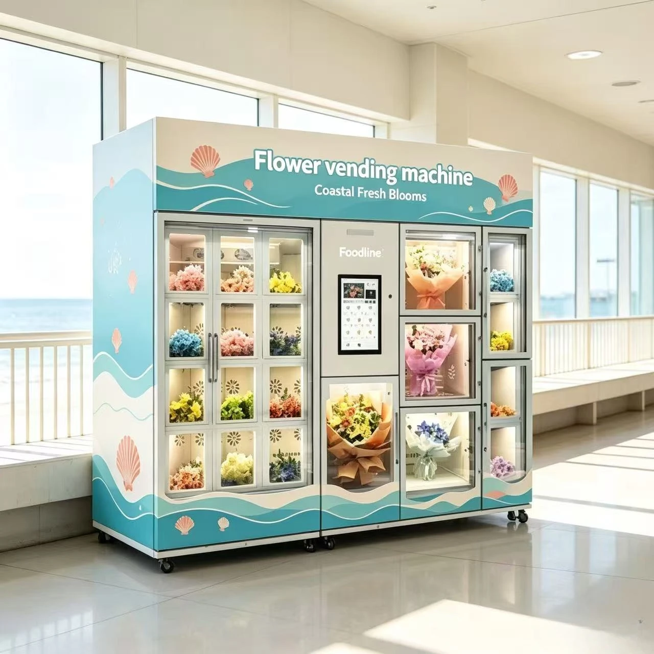 FL 21.5-inch Touch Screen Flower Vending Machine Supplier Shopping Mall Fresh-keeping Fresh Flower Vending Machine