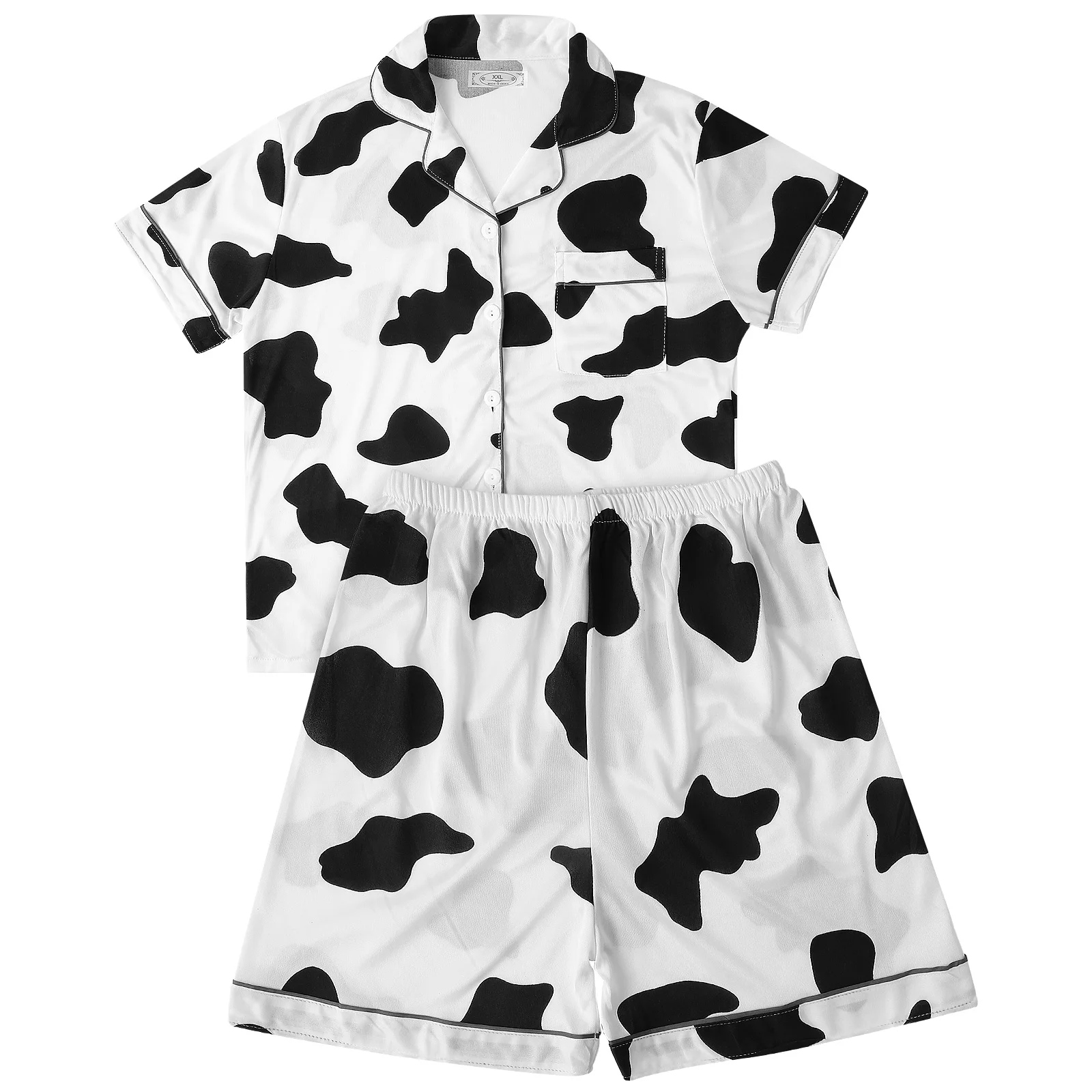Летние женские пижамы из чистого хлопка с коровьим узором, удобная одежда для сна, повседневный комплект домашней одежды, шорты с короткими рукавами