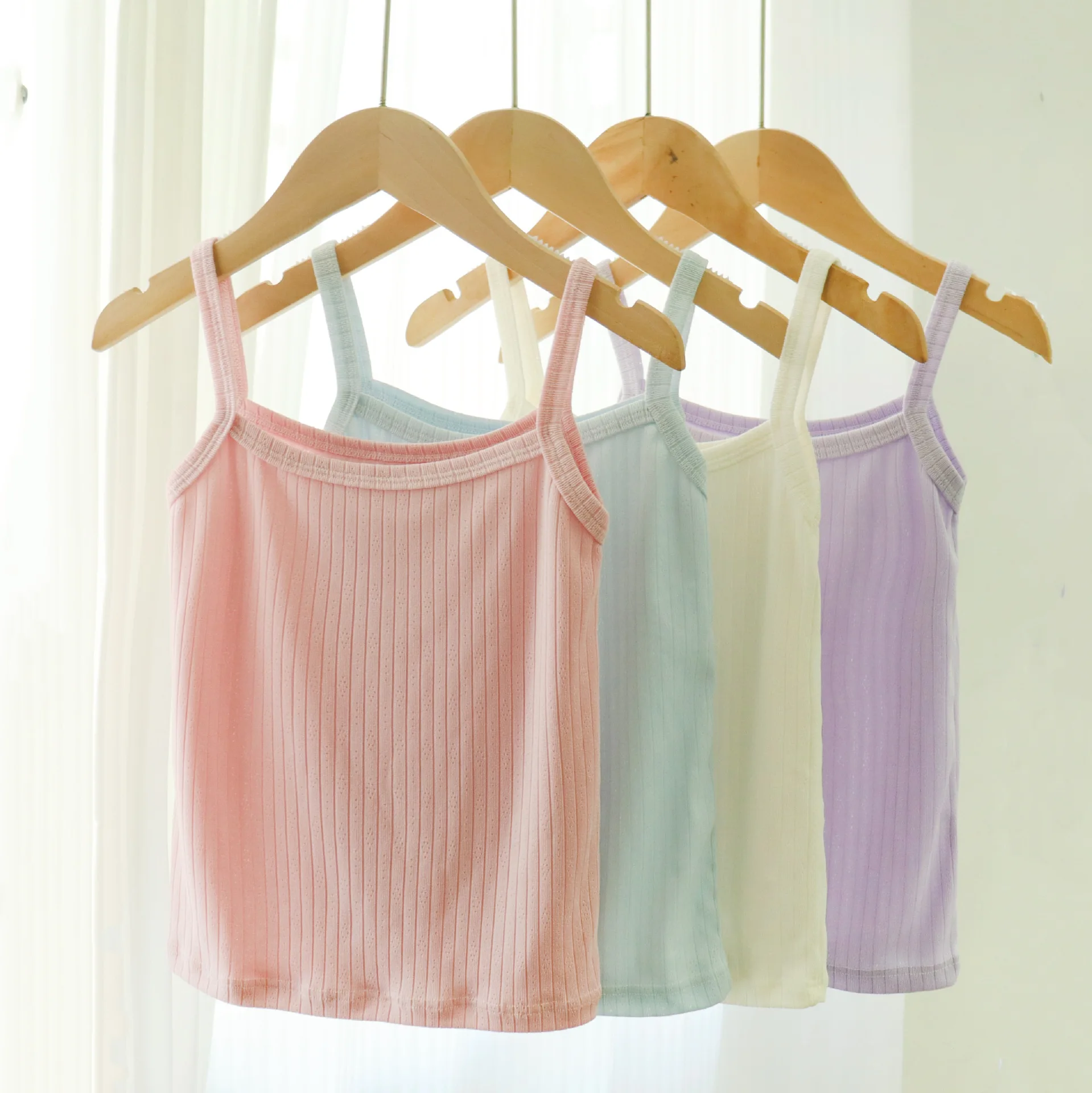 Girls Spaghetti Strap Vest Summer Toddler Tank Tops Children Sleeveless Casual Basic Cami Top Baby Candy Color Simple Camisole