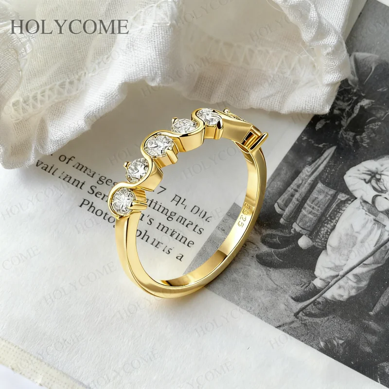 Custom Ring Moissanite Round 3mm 0.1CT D Color 10K/14K/18K 925 Sterling Silver Unique Sparkling Christmas Jewelry Gift For Women