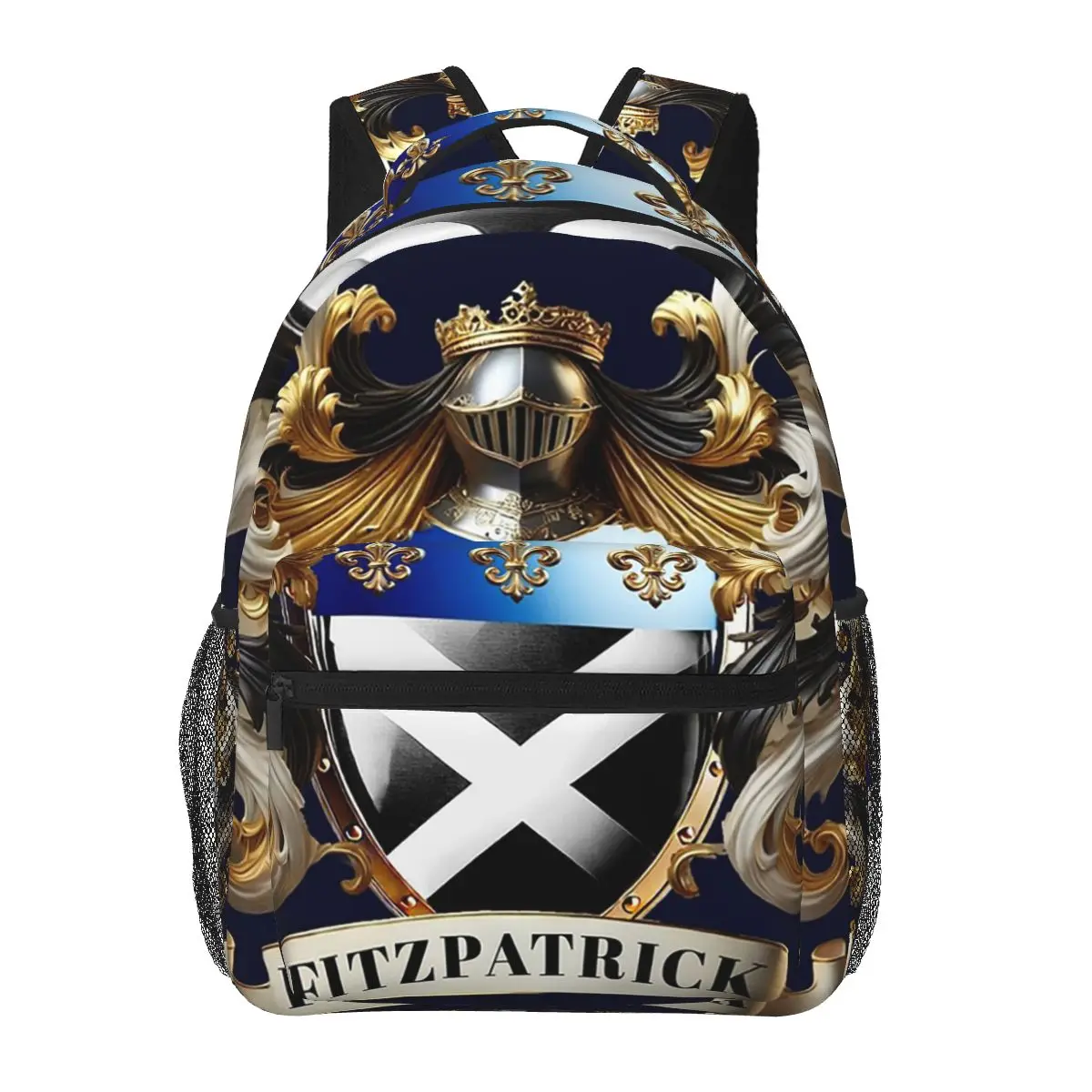 

FitzPatrick Family Crest Lrish Heraldic Coat Of Arms Backpack Hot Sale Daypack BookBag School Bag Shoulder Bags for Men Women