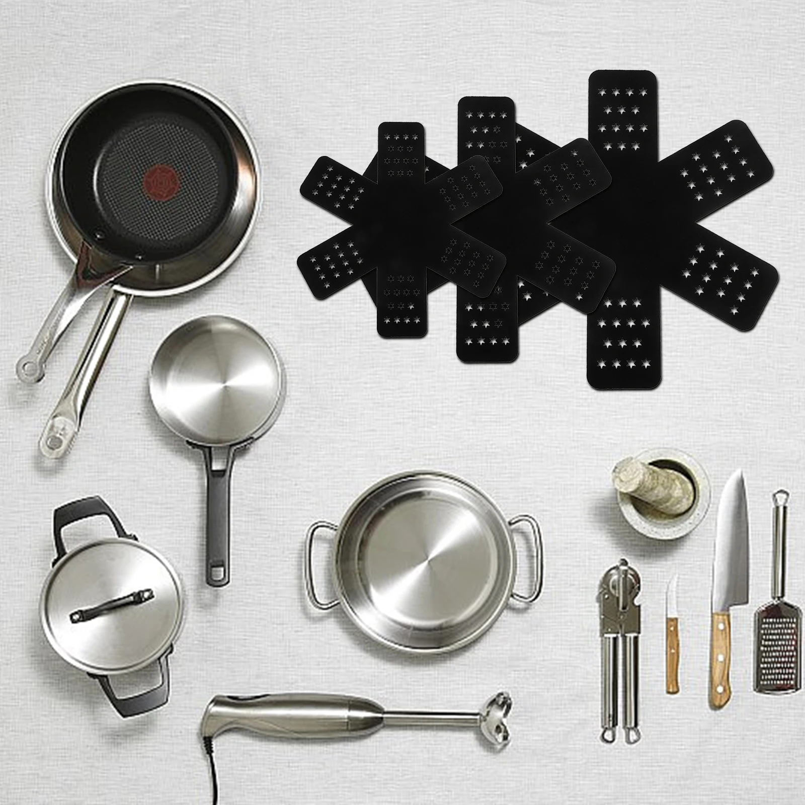 

3pcs Black Felt Pot Protectors Heat Resistant Anti-slip Pan Mats Stacking Cookware Separator Kitchen Bar Accessories