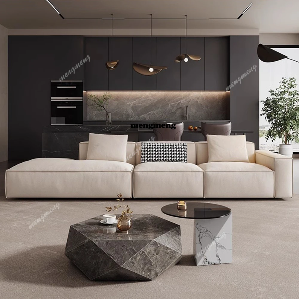 Minimalist Luxury Living Room Sofas Italian Leather Elegant Lounge Sofas Family Waterproof Muebles Para El Hogar Furnitures