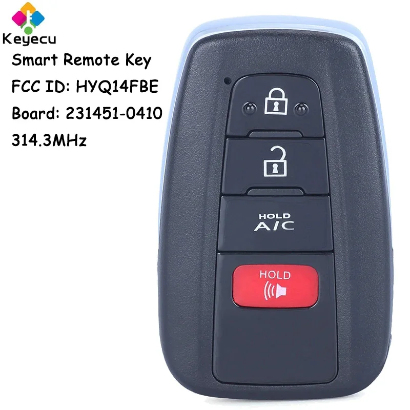 KEYECU Smart Remote Car Key With 4 Buttons 314.3MHz for Toyota Prius Prime 2017 2018 2019 2020 2021 Fob HYQ14FBE 231451-0410