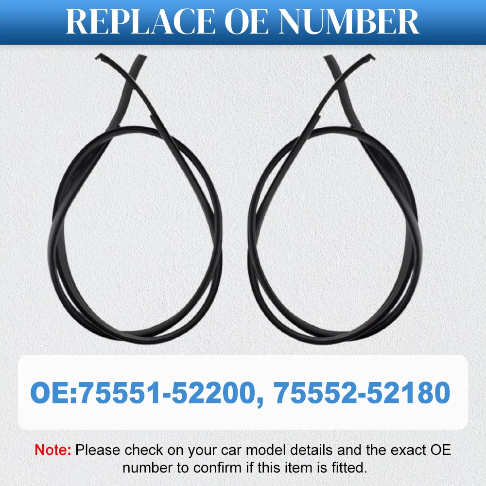 2Pcs Car Roof Moulding Side Finish Seal Strip Trim Rubber for Toyota Yaris Hatchback 2012 2013 2014 75551-52200 75552-52180