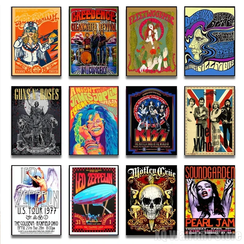 Retro Pop Art Posters Rock Music Festival Wall Art Woodstock Music Festival Canvas Paintings Pictures Decor Classic Music Prints