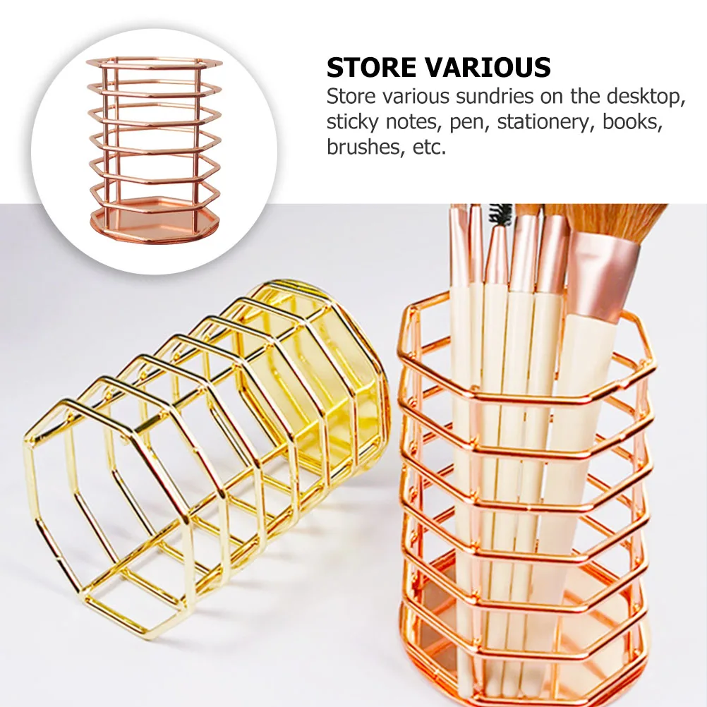 

Metal Pen Holder Brush Bucket Decorative Office Supplies Beauty Makeup Container Storage Pencil