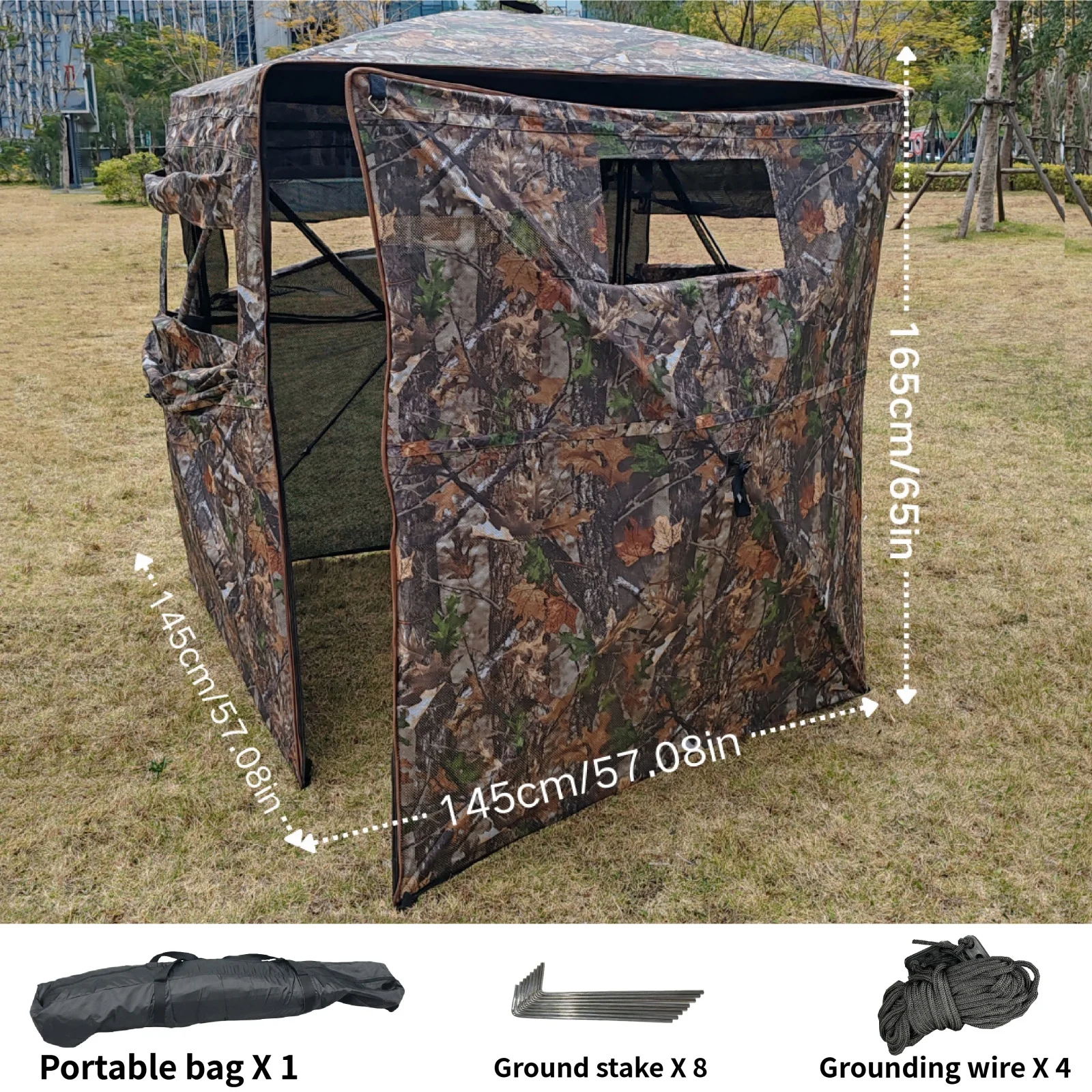 Camouflage Pop-Up Hunting Blind Easy Setup Ground Shelter Outdoor Camo Blind with Storage for Deer Turkey Duck Archery Season