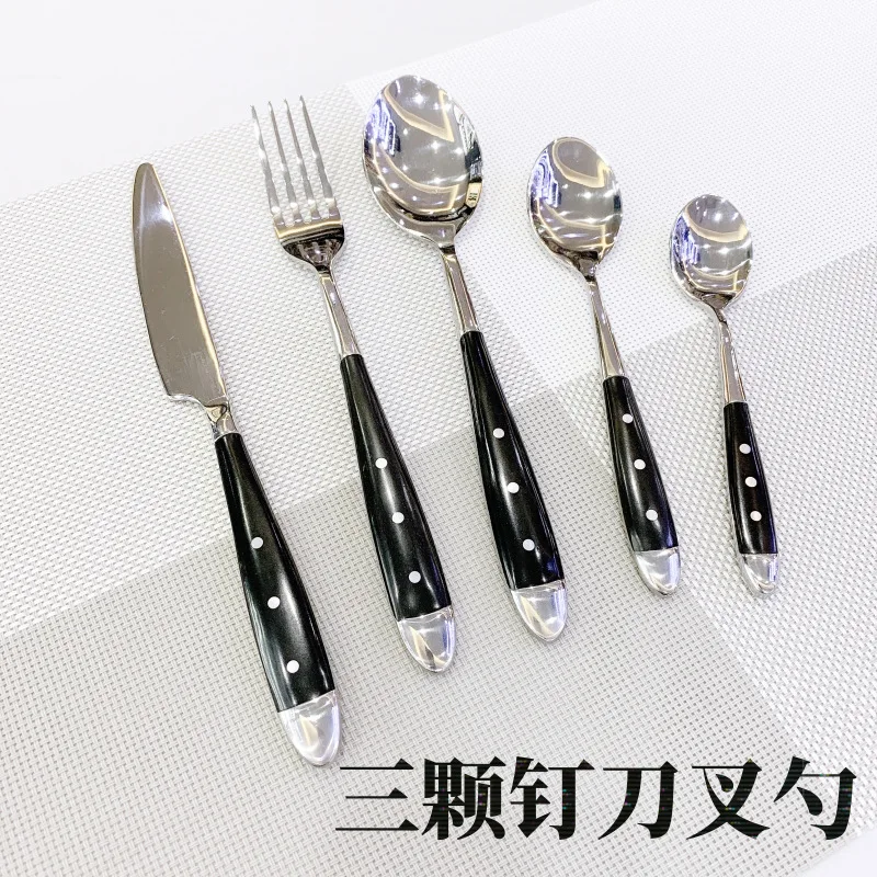 western meal specialty tableware set knife fork spoon bakelite black handle    cutlery    and