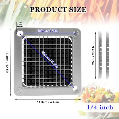 Replace Stainless Steel Blades for Potato Cutter Dicer Manual Vegetable Chopper Black 1/2\'\' 3/8\'\' 1/4\'\' 8-Wedge