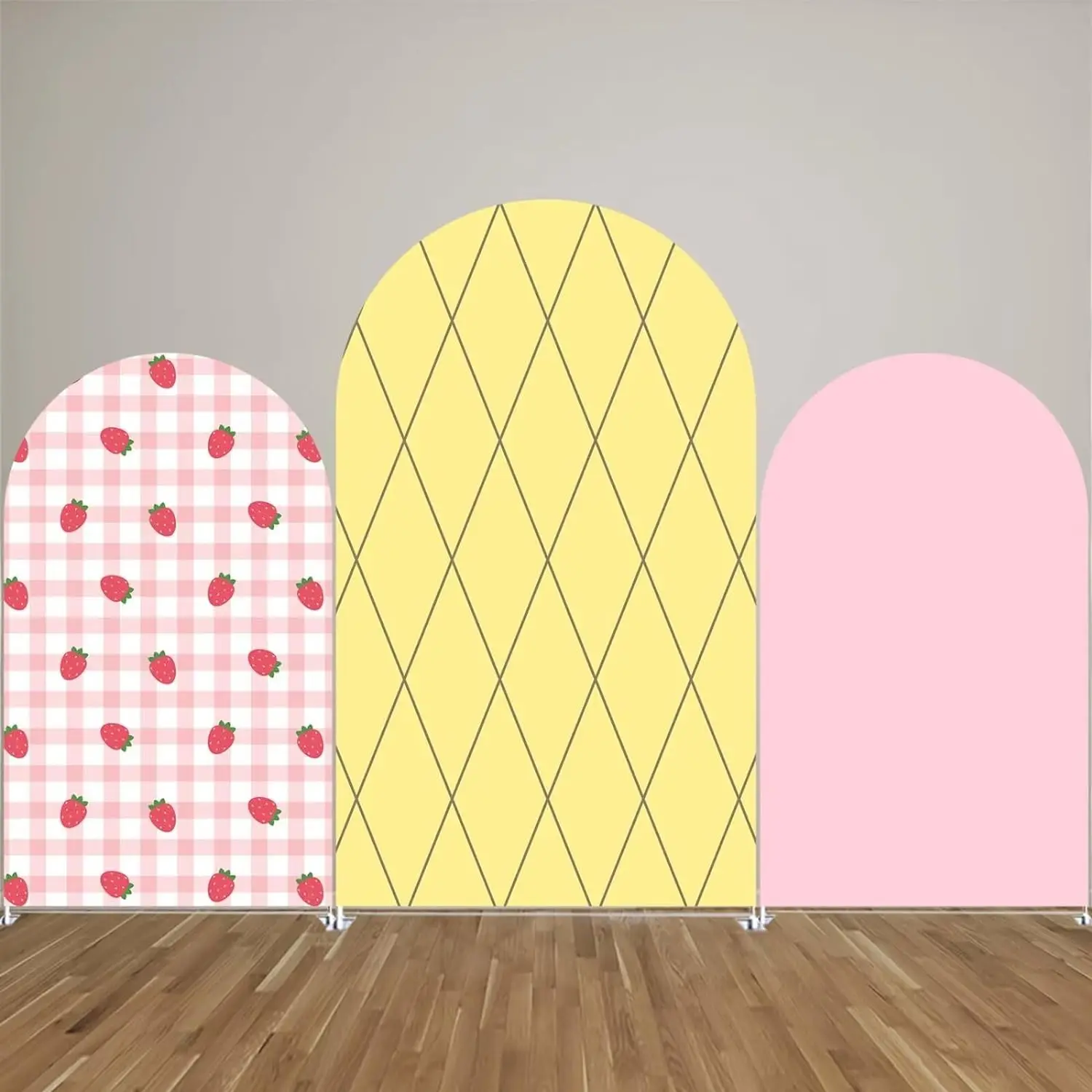 Arch Backdrop Cover Stretchy Spandex Fabric Strawberry Background for Birthday Party Decoration