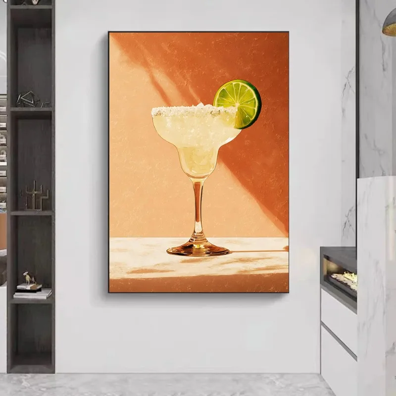 Mid Century Modern Martini Canvas Poster Wall Art Orange Spritz Cocktail Retro Home Bar Cart Decor Vintage Italian Summer Gift