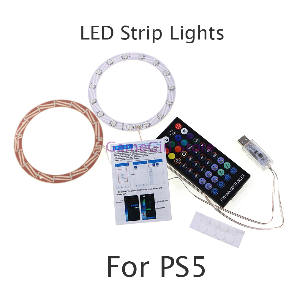 

1set Decorative Dolorful RGB LED Strip Lights with Remote for PlayStation 5 PS5 Game Console Disc and Digital Edition